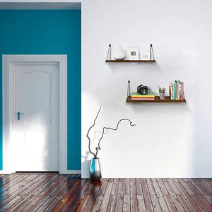 Rustic Wooden Floating Wall <b>Shelf</b> with Black Metal Rope Brackets Handmade Farmhouse Display Storage <b>Shelf</b> - Product Image 6