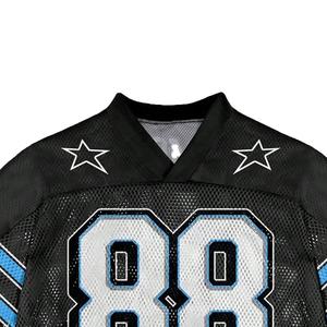 เสื้อฟุตบอลอเมริกันขนาดใหญ่สำหรับผู้ชายเสื้อตาข่ายระบายอากาศมีแขนสั้นพิมพ์ลายไซส์ใหญ่พิเศษออกแบบได้ตามต้องการ - Product Image 3