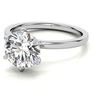 Anillo Solitario Minimalista con Halo Oculto, Moissanita de Corte Redondo de 1.3CT, con Seis Puntas, Engaste de Oro Blanco de 10K - Product Image 3