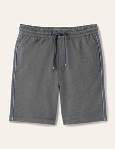 Pantalones Cortos Bermuda de Algodón Gris para Hombre con Raya Lateral Azul, Cintura con Cordón, Ropa Deportiva Informal - Product Image 1