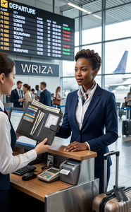 WRIZA Black Travel Passport Wallet Custom Design Leather <b>Document</b> Organizer Multi Section Storage for Credit Cards ID and Cash - Product Image 5