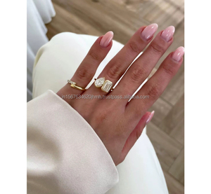 IGI/GIA Lab Grown Vintage 14K oro blanco boda/compromiso anillo Unisex corte diamante aniversario fiesta regalo con pera corte diamante - Product Image 3
