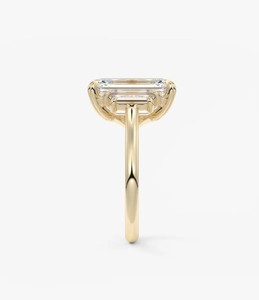 Moissanite <b>Emerald</b> Cut 10x14mm Bridal <b>Ring</b> 925 Sterling <b>Silver</b> Yellow Gold Plated Elegant Solitaire Engagement Anniversary Prong - Product Image 4