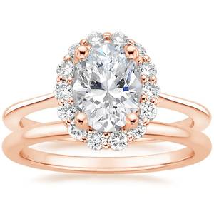 Anillo de compromiso ovalado Halo, Anillo de compromiso ovalado Halo, Anillo ovalado de oro rosa, Anillo de diamantes de aniversario, Ovalado para siempre - Product Image 3