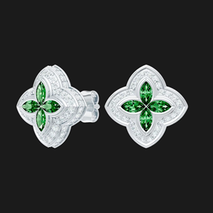 Luxury Marquise Moissanite Clover <b>Stud</b> <b>Earrings</b> Floral 925 <b>Silver</b> Rhodium Plated Jewelry Elegant Gift for Women Daily Wear Shine - Product Image 1