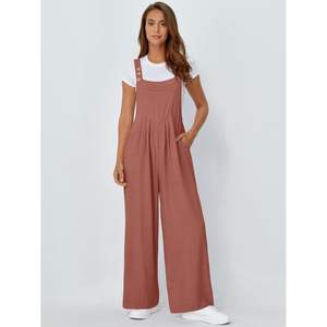 2025 monos holgados 3XL para mujer, trajes de moda de verano y primavera, monos informales de pierna ancha para vacaciones en la playa - Product Image 5