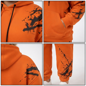 Ensemble sweat à capuche et pantalon de survêtement imprimé écologique pour femme grande taille, en molleton bouclette, décontracté, pour l'hiver - Product Image 6