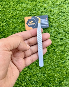 Pinzas de extensión de pestañas de Etiqueta Privada, accesorios con logotipo personalizado, punta de Plasma dorada, pinzas para pestañas con agarre de diamante - Product Image 1