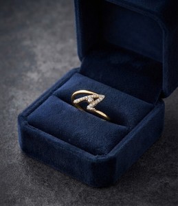Aniva Minimalist 18K Solid Gold Brilliant Cut <b>Diamond</b> Letter <b>Ring</b> Pave Setting Engagement Band Unisex IGI Certified Fine Jewelry - Product Image 1