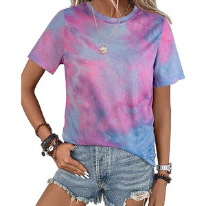 Camiseta Tie Dye con Ribete en Contraste, Última Moda, Nuevo Diseño, Ropa Urbana, Logotipo Personalizado, Camiseta Tie Dye para Mujer - Product Image 1