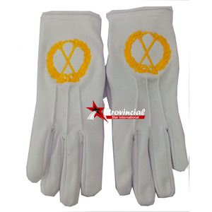 Guantes Masónicos de Cuero Blanco Liso Bordados para Ceremonias Religiosas, Personalizables y de Alta Calidad - Product Image 1