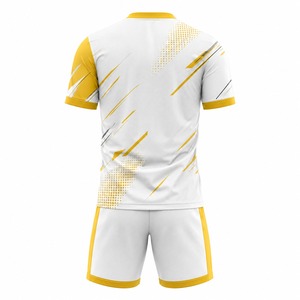 Conjunto de Camiseta de Fútbol Blanca y Amarilla Sublimada, Uniforme Deportivo Transpirable de Poliéster para Hombre, para Todas las Temporadas - Product Image 2