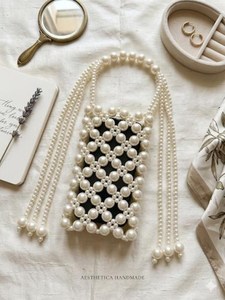 กระเป๋าถือทำมือจากอินเดีย ยี่ห้อ MS Handicraft รับรองคุณภาพ ประดับด้วยลูกปัดแก้วหลากสี  สายสะพายสีตามสั่ง  กระเป๋าถือแบบลำลอง - Product Image 4