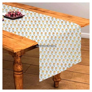Indian Floral Printed Woven Bohemian Style Eco-Friendly Cotton Table <b>Runner</b> for Home and Wedding Events - Product Image 1