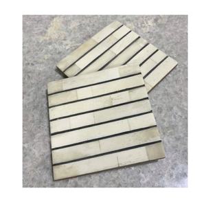 Nouvel arrivage de sous-verres incrustés d'os Ensemble de 4 sous-verres à motif de doublure Thé Café Boisson froide Dessous de verre en os de table Protection contre la chaleur pour cadeau - Product Image 6