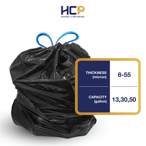 Sacs poubelles à cordon HCP haute résistance pour le collecte, le stockage et le transport des déchets ménagers - Product Image 5