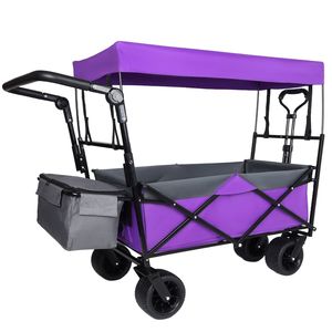 Carro plegable de gran capacidad de 480 libras, ruedas todoterreno de 7 \ ", mango de empuje ligero para acampar en el jardín, púrpura - Product Image 2