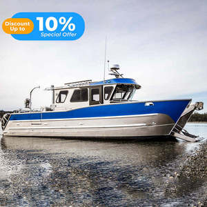 Catamarán de aluminio al por mayor con cabina y motor fueraborda para pesca en agua salada y turismo familiar - Product Image 1