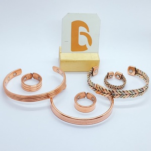 Vintage Fashion Trendy Twisted Copper Magnetic <b>Bangle</b> <b>Bracelet</b> Set Antique Plated Braided Cuff Jewelry for Gift - Product Image 4