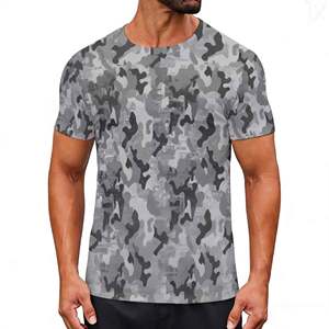T-shirts imprimés camouflage d'été pour hommes, col rond, manches courtes, coupe ajustée, design camouflage AOL imprimé - Product Image 5