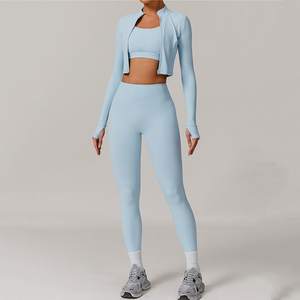 Ensemble de yoga et de fitness personnalisé pour femme 2026, taille plus, taille élastique, respirant, séchage rapide, 2 pièces en Spandex/Nylon - Product Image 2