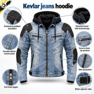 Sweat-shirt en jean Kevlar contemporain alliant une construction robuste, un port confortable et une apparence distincte inspirée du denim - Product Image 6