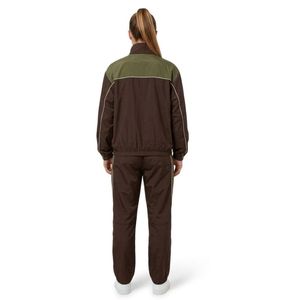 Ensembles de survêtements de sport marron rétro à manches longues, coupe-vent, col mandarin, en microfibre souple, respirant et confortable pour la course à pied - Product Image 2