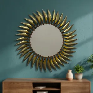 Wall <b>Mirror</b> Iron Art Sun Round Decorative Sunburst <b>Mirror</b> for Living Room Bedroom Entryway Hallway Home Decor Wall Hanging - Product Image 1