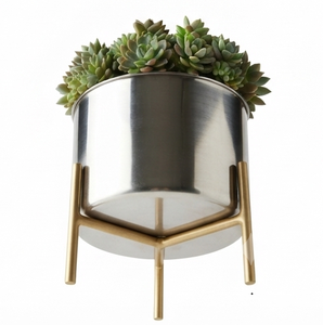 Support en fer pour plantes, jardinière décorative artisanale en métal, finition dorée, jardinière décorative pour balcon - Product Image 3