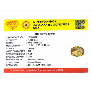 Natural Citrine Loose Gemstone 9.25 Carat Cat's Eye Yellow Certified Wholesale Excellent Cut - Product Image 4