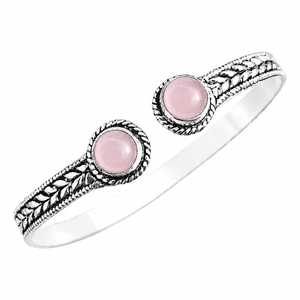 Bulk Natural Rose Quartz <b>Cuff</b> Bangles Manufacturer <b>Silver</b> Plated Brass Gemstone Open <b>Bracelets</b> OEM Jewelry Positive Energy Gift - Product Image 1