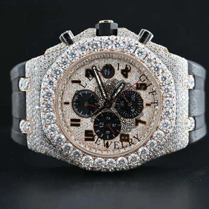 Splendide montre de luxe avec diamants, bracelet en moissanite/argent de 28 mm, mouvement à quartz analogique ETA, cadran à chiffres romains, saphir - Product Image 5