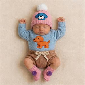 Baby Cozy Outfit <b>Knit</b> Infant Clothing <b>Set</b> Designed For Comfort And Warm Winter Use Custom Logo Manufacturing - Product Image 3