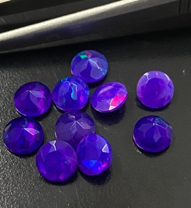 Piedras Preciosas Sueltas de Ópalo Natural Morado con Corte Brillante Redondo para Joyería, Piedras Facetadas Iridiscentes - Product Image 4