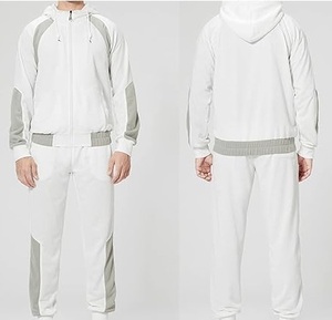 Wholesale Custom Plain <b>White</b> Zipper Hoodie And Sweatpants Trouser Tracksuit Set <b>Joggers</b> Set Running Gym Fit Winter Track Suits - Product Image 3