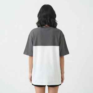 <b>Women's</b> Color Block <b>V</b>-<b>Neck</b> <b>T</b>-<b>Shirt</b> Short Sleeve Loose Fit 100% Cotton Jersey Breathable Spring Summer Casual Top - Product Image 2
