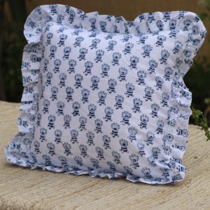 Handmade Bohemian Boho Cotton <b>Pillow</b> Covers Luxury Floral Block <b>Throw</b> <b>Pillows</b> with Indian Block Print Piping Raffle Cushions - Product Image 4