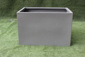 Classic Grey <b>Rectangular</b> Flower <b>Pot</b> Dotted Texture Outdoor Floor Garden Planter Minimalist Style Durable Lightweight Fiberglass - Product Image 6