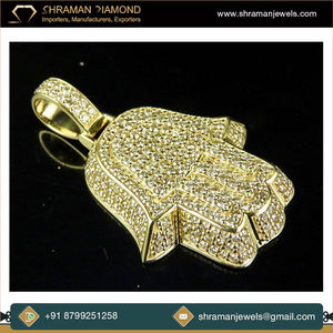 จี้สร้อยคอรูปฮัมซา SHRAMAN DIAMOND เงินแท้ 925 ชุบทองคำขาว สำหรับทุกเพศทุกวัย ประดับเพชร VVS-VS  เพชรเพาะเลี้ยงในห้องปฏิบัติการ พร้อมใบรับรอง - Product Image 4