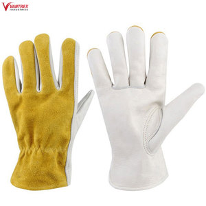 Gants de travail en cuir de vachette à double paume certifiés CE, résistants à la chaleur et aux coupures, pour la soudure et les travaux de construction - Product Image 4