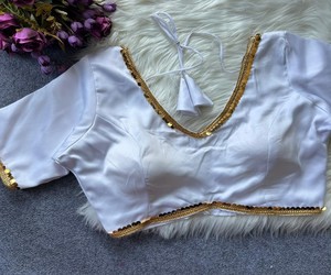 Elegante Blusa de Satén de Seda Malai Pura con Encaje de Lujo, Lista para Usar, para Mujer, Estilo Étnico, para Bodas y Fiestas, LDB 85405 - Product Image 1