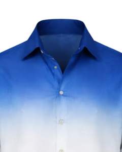 Chemise Formelle Homme Bleu Royal et Blanc Ombré en Coton Premium à Manches Longues Boutonnée – Tenue Décontractée Chic – Fabricant Personnalisé – Vente en Gros - Product Image 5