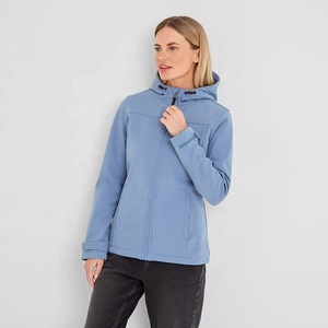 Chaqueta de lana con capucha para mujer, manga larga, color sólido, cierre de cremallera a prueba de viento, ropa de otoño, chaqueta de senderismo para mujer - Product Image 4