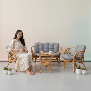 Silla de Comedor Moderna Hecha a Mano con Ratán Natural, Sillón de Jardín para Patio Exterior, Diseño Tropical, Ecológico, con Funda Extraíble y Suave - Product Image 3