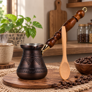 Handcrafted Black Copper Turkish Coffee Pot Cezve Ibrik Wooden Handle <b>Arabic</b> Greek Espresso Coffee Maker Milk Warmer Giftware - Product Image 3