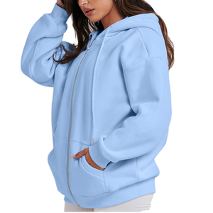 Sudadera con Capucha para Mujer, Venta al por Mayor, Invierno, Logotipo Personalizado en la Parte Delantera, Nuevo Estilo, Color Sólido, Estilo Deportivo, Hombros Caídos - Product Image 1