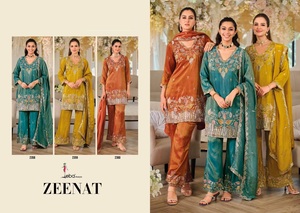 Traje Salwar Chinon Festivo Especial con Bordado Rico, Prendas Étnicas de Diseñador Listas para Usar para Mujeres, Estilo Tradicional - Product Image 5