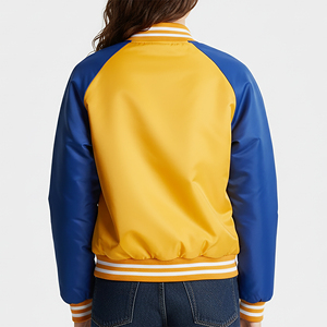 Hot Selling Custom Made Hip Hop Style Quilted Zip <b>Varsity</b> <b>Jacket</b> Sheep Skin Dyed Custom Embroidery Logo Windproof Cotton Filled - Product Image 5