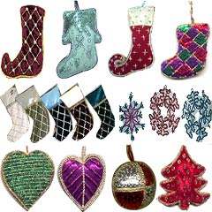 Hermoso diseño hecho a mano forma de Papá Noel dorado Zari bordado a mano adornos colgantes de Navidad para la decoración del hogar y del árbol - Product Image 4