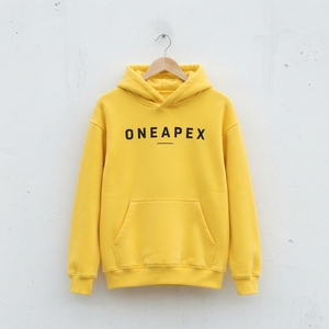 Customs <b>Yellow</b> Oversized Cotton <b>Hoodie</b> <b>Men</b> Casual Fleece Pullover Front Logo Print Autumn Streetwear Sweatshirt - Product Image 2